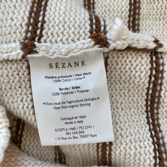 Sezane Leontine Jumper Sweater in Ecru Camel Stripe Size XS - Picture 9 of 13